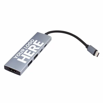 USB-C Hub 5-in-1 Multiport Adapter 100W PD and HDMIs - Stealth Promo Co