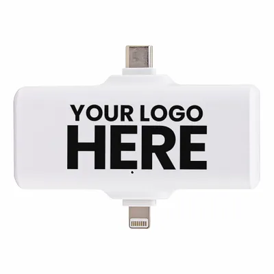 1800 mAh Power Bank with 2 Built-In Connectorss - Stealth Promo Co