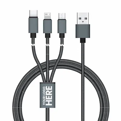 Connect Reach 5ft 3-in-1 Braided Charging Cables - Stealth Promo Co