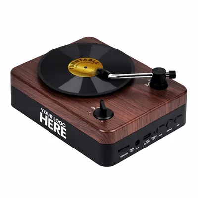 Turntable Wireless Speaker with Custom Record Envelope and Custom Sleeves - Stealth Promo Co