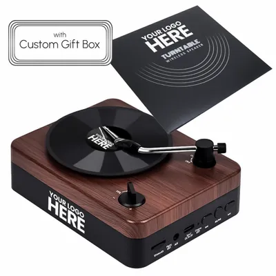Turntable Wireless Speaker with Custom Record Envelope and Custom Gift Boxs - Stealth Promo Co