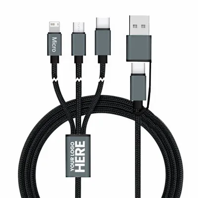 Connect Reach 5ft 3-in-1 Braided Charging Cable with Type-C Inputs - Stealth Promo Co