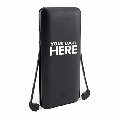 Charge All 10k - 10,000 mAh Power Bank with Integrated Charging Cables and AC Plugs - Stealth Promo Co