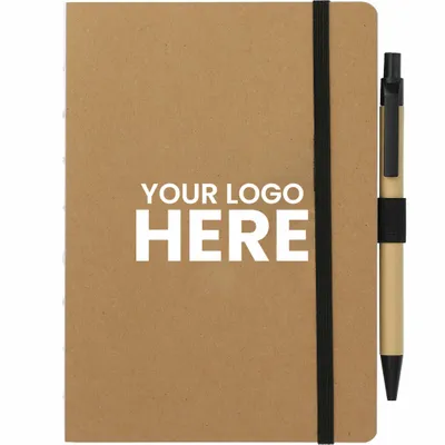 FSC Recycled 5 x 7 Notebook and Pen Set - Stealth Promo Co