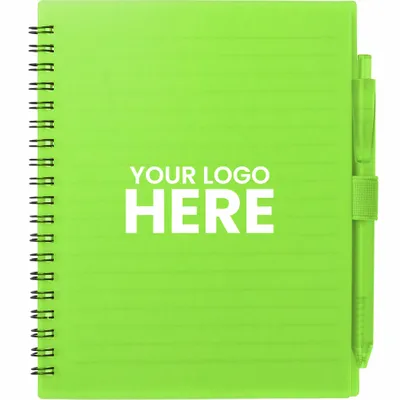 FSC Recycled 5.5” x 7” Spiral Notebook w/ RPET Pe - Stealth Promo Co