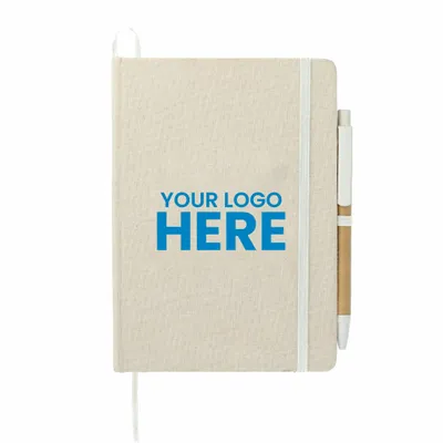 5 x 7 Organic Cotton Bound Notebook w/Pen - Stealth Promo Co