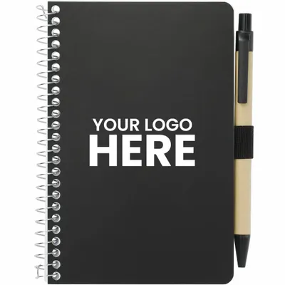 FSC Mix 4 x 6 Pocket Spiral Notebook with Pen - Stealth Promo Co