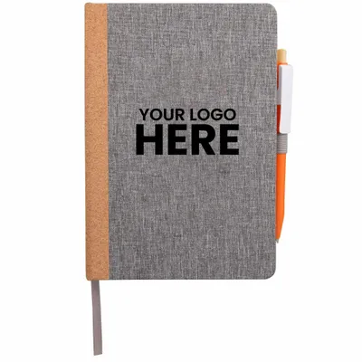 5.5 x 8.5 Recycled PET and Cork Bound Journal - Stealth Promo Co