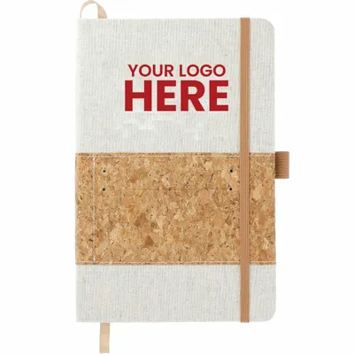 FSC Mix 5.5 x 8.5 Recycled Cotton Cork Notebook - Stealth Promo Co