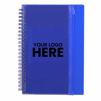 5.5 x 8.5 Spiral Notebook with Clear Pocket - Stealth Promo Co