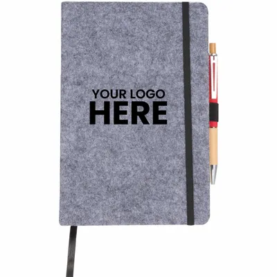 THE GOODS™ 8 x 5.5 Recycled Felt Bound Notebook - Stealth Promo Co