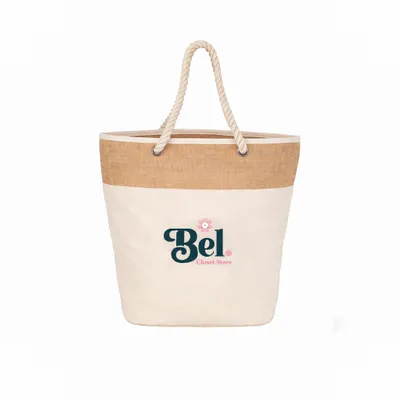 Jute Accent Cotton Rope Totes - Stealth Promo Co