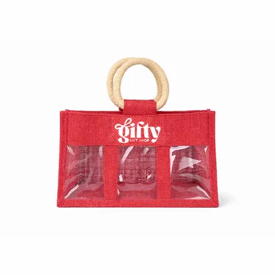 Clear Front Jute Gift Bags - Stealth Promo Co