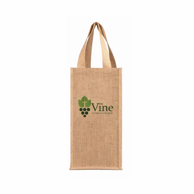 2 Wine Bottle Jute Bags - Stealth Promo Co