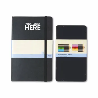 Moleskine® Coloring Kit - Sketchbook and Watercolor Pencils - Stealth Promo Co