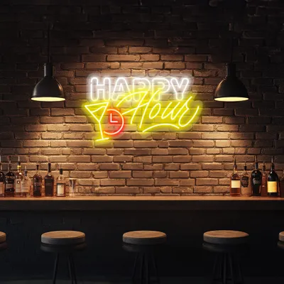 Custom Happy Hour Neon Signs - Stealth Promo Co
