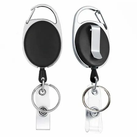 Solid Black and Steel Reel Keychain