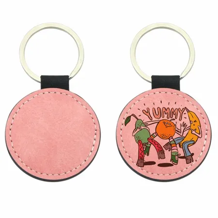 Full-Color Circle Leather Keychain Full-Color Circle Leather Keychain - Custom Pro Prints