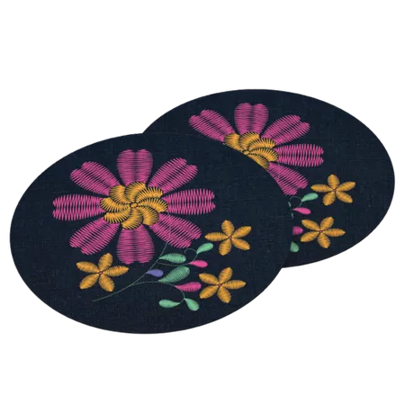 Cotton & Linen Embroidered Coasters - Tote Bags Now
