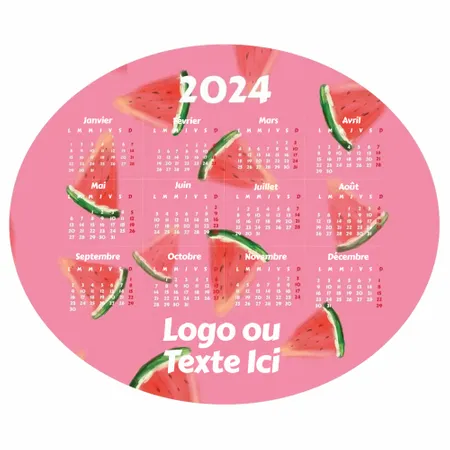 Tapis de souris calendrier arrondi pastèque - Imprint Now - FR