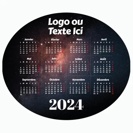 Tapis de souris calendrier arrondi galaxie - Imprint Now - FR