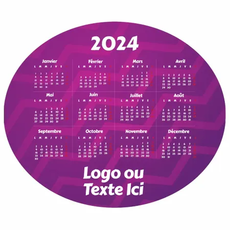 Tapis de souris calendrier arrondi violet - Imprint Now - FR