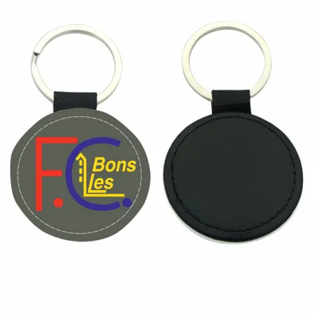 Porte-clés circulaire en cuir