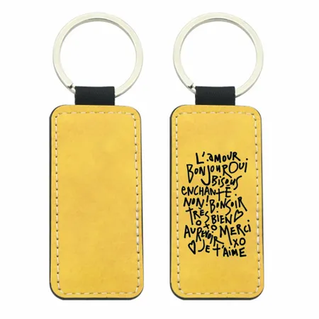 Porte-clés en cuir rectangulaire en couleur