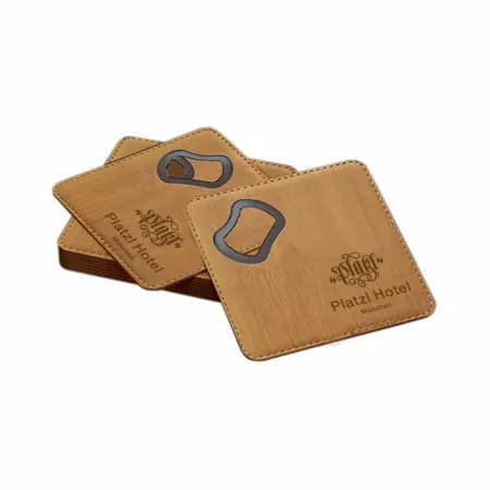 Leder-Flaschenöffneruntersetzer - Imprint Now - DE