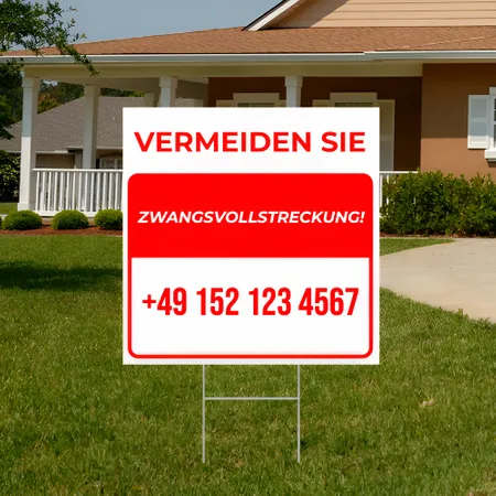 Individuelles Gartenschilder zur Vermeidung von Zwangsvollstreckungen