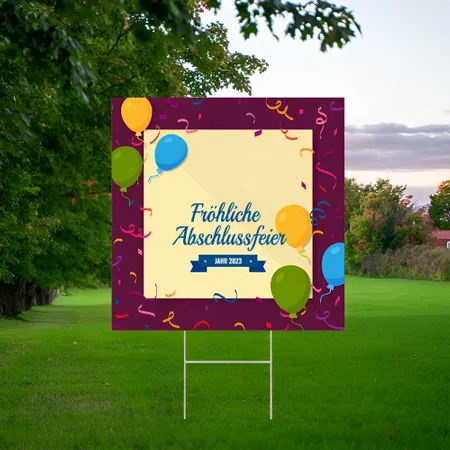 Individuelles Gartenschild mit Glückwünschen zum Schulabschluss