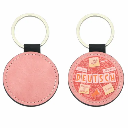Vollfarbiger Kreis-Leder-Schlüsselanhänger Vollfarbiger Kreis-Leder-Schlüsselanhänger - Imprint Now - DE