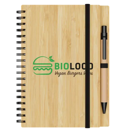 Pequeño Cuaderno y Bolígrafo Bamboo Grabados