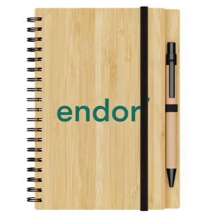 Kleines Graviertes Bamboo Notizbuch & Kugelschreiber