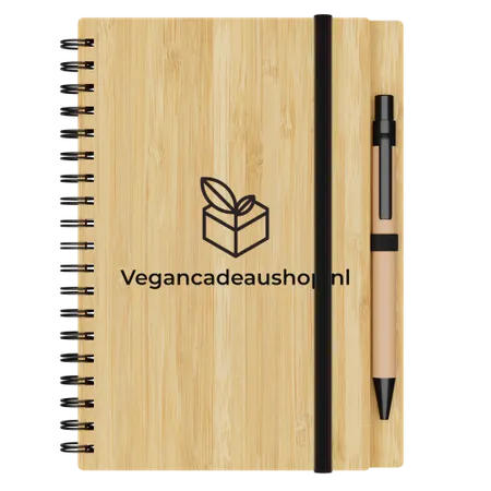 Klein Gegraveerd Notitieboek en Pen Van Bamboo