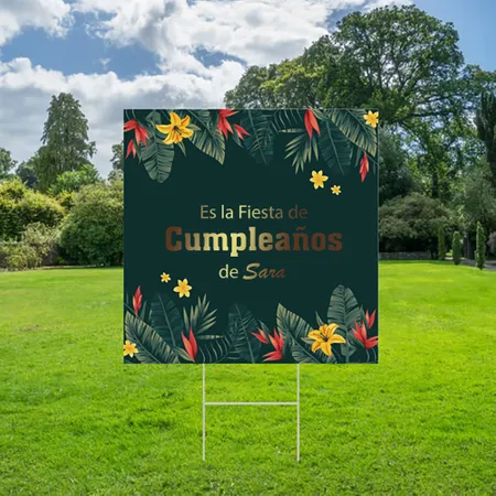 Cartel de Jardin Cumpleaños Dorado Personalizado