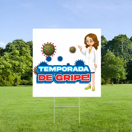 Cartel de Jardín Personalizado Contra la Gripe