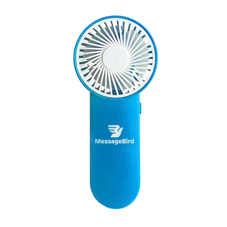 Mini bureauventilator met mobiele telefoonhouder en verlicht bericht - Imprint Now - NL