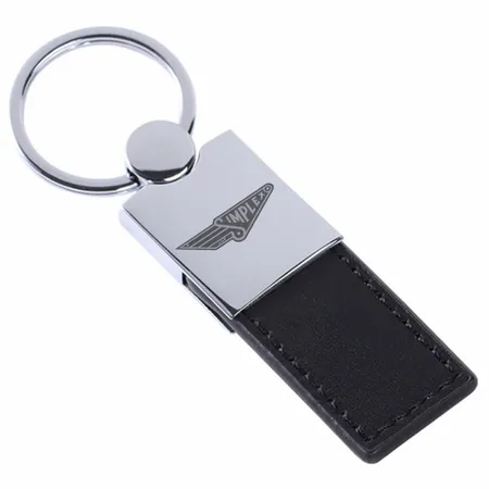 Sleutelhanger van gepolijst metaal en leer Sleutelhanger van gepolijst metaal en leer - Imprint Now - NL