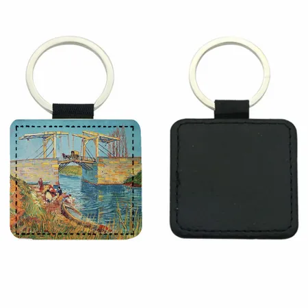 Vierkante Leren Sleutelhanger Vierkante Leren Sleutelhanger - Imprint Now - NL