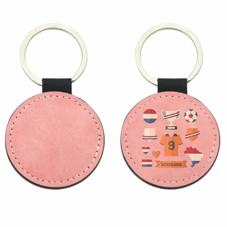 Leren sleutelhanger met volledige kleurencirkel Leren sleutelhanger met volledige kleurencirkel - Imprint Now - NL