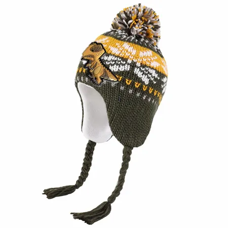 Whimsy Warmer Acrylic Kid Beanies with Earflaps - Stealth Patches