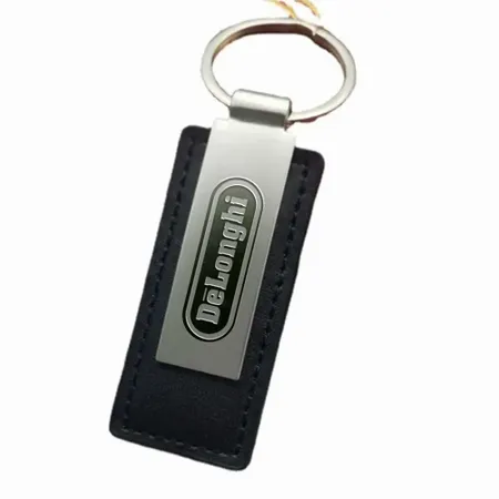 Portachiavi Rettangolare in Pelle e Metallo