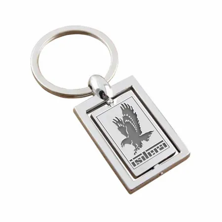 Rechteckiger Metall-Schlüsselanhänger mit Drehfunktion Rechteckiger Metall-Schlüsselanhänger mit Drehfunktion - Imprint Now - DE