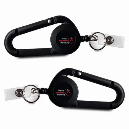 Sleutelhanger met Karabijnhaak en Oprolbare Badgehouder Sleutelhanger met Karabijnhaak en Oprolbare Badgehouder - Imprint Now - DE