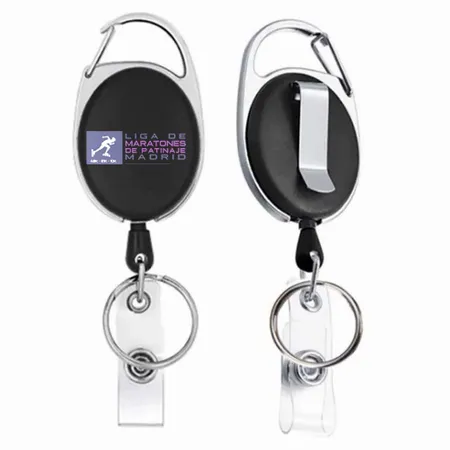 Llavero de Carrete de Acero y Negro Macizo - Imprint Now - ES