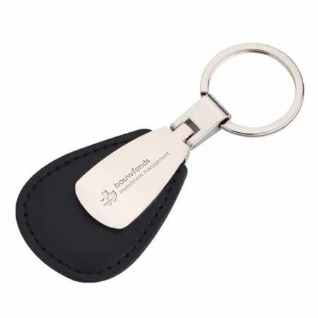 Leren en metalen sleutelhanger met druppel Leren en metalen sleutelhanger met druppel - Imprint Now - NL