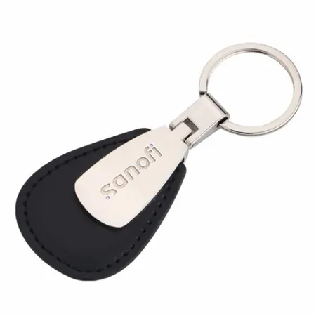 Porte-clés en métal et cuir en forme de goutte - Imprint Now - FR