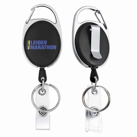 Zwart met Stalen Haspel Sleutelhanger Zwart met Stalen Haspel Sleutelhanger - Imprint Now - NL