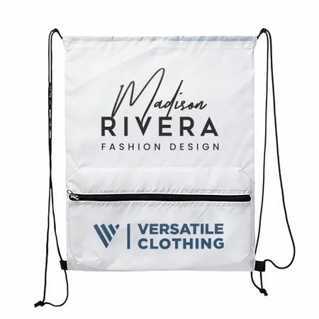 Zip Pocket Drawstring Bag Zip Pocket Drawstring Bag - Custom Tees Today